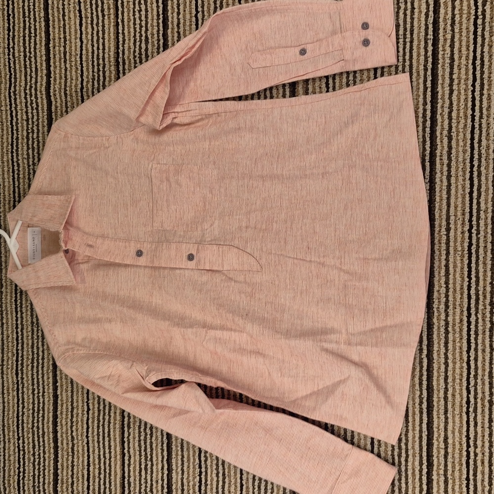 EIGHT + SAND Modest Orange Weave Linen Cotton Sz S Womens Long Sleeve Shirt‎ Top